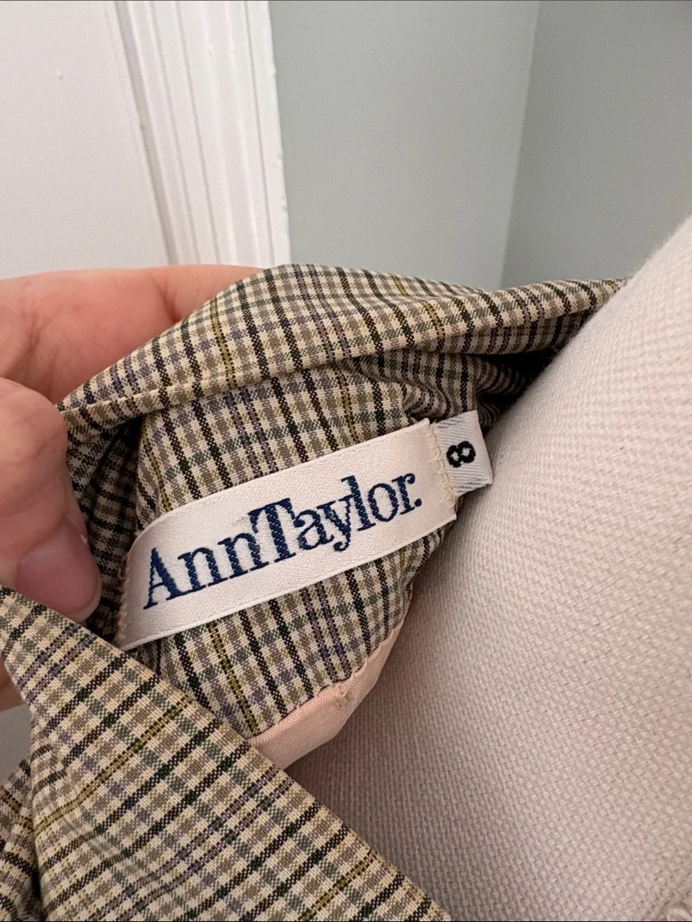 Vintage 1990s Ann Taylor Plaid Skirt Suit Set Yellow Blue Size 8 / 10 Cotton